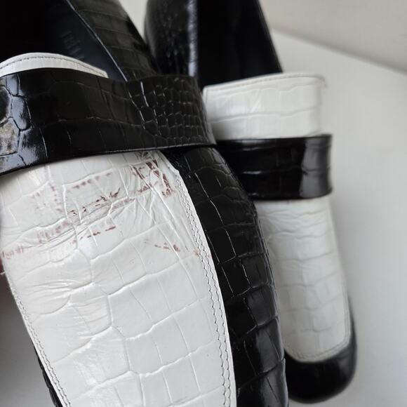 Freda Salvador NEW Rock Mid Heel Loafer Crocodile Emboss Leather Shoes Women 7.5 - Picture 6 of 13